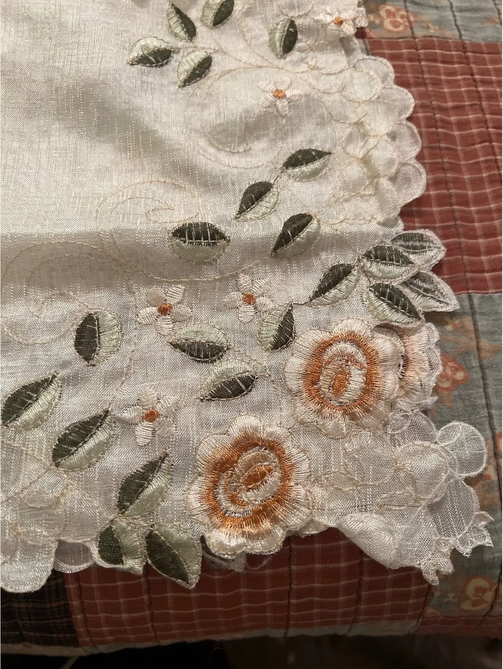 Embroidered Floral Lace Curtain Panel